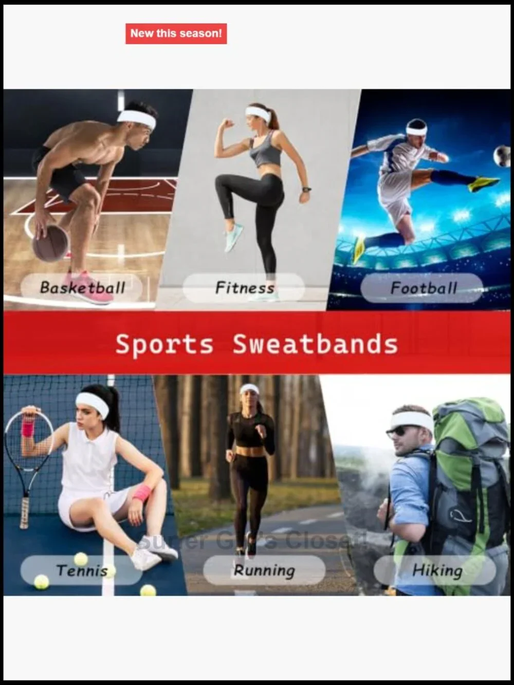 Moisture Wicking Cotton Headband, 3 Pack, Sports Sweatband for Gym, Running,